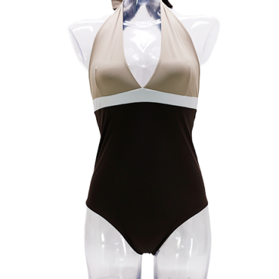 Grace brown white and sandal reversible one-piece swimming costume