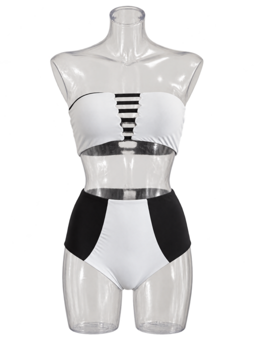 Bikini Calì e Africa bianco e nero con fascia e slip a vita alta