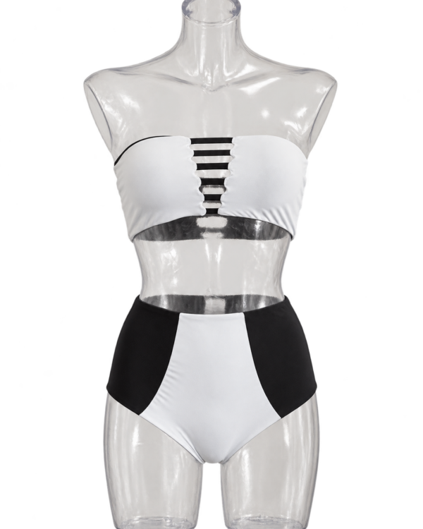 Bikini Calì e Africa bianco e nero con fascia e slip a vita alta