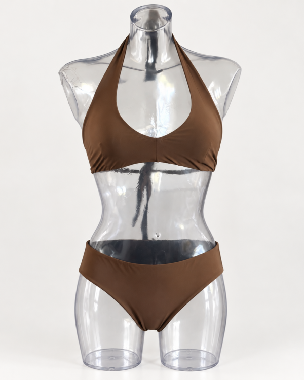 Gio Bikini marrone cioccolato e nero – Top all’americana e slip classico