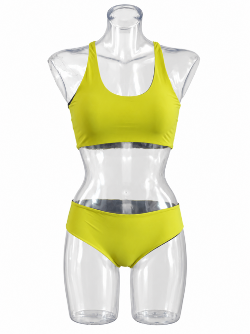 Bikini Sirena e Carla lime e nero con top sportivo e slip classico