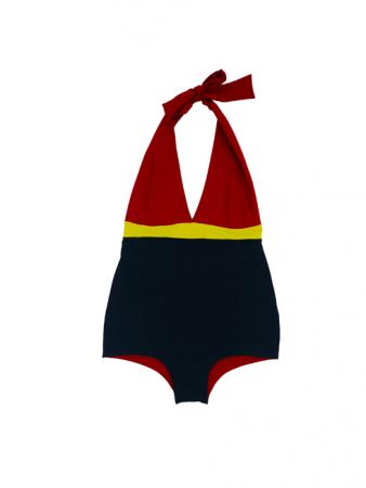 Audrey red purple lime and black swimsuit summer