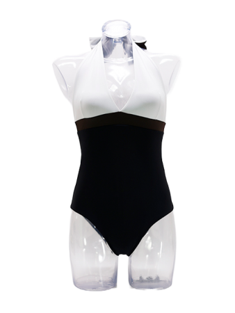 Grace black and white reversible one-piece swimming costume
