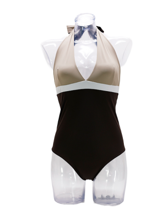 Grace brown white and sandal reversible one-piece swimming costume